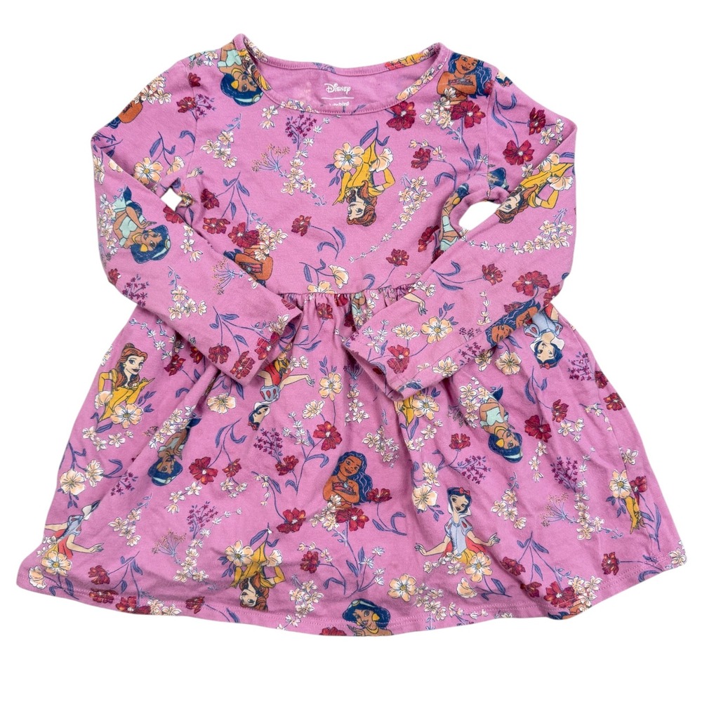 Disney Kids Girls Princess Snow White Belle Floral Flare Long Sleeve Dress 2T
